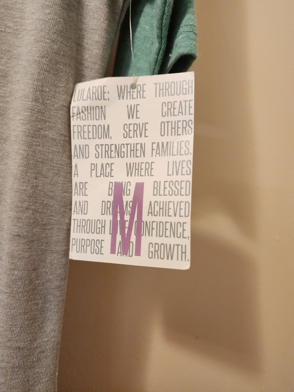 LuLaRoe Inspirational Hanging Wall Tag Art - Gray and Green Accent